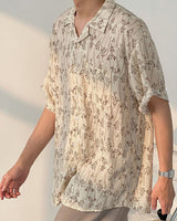 Brown Leafy Branches Print Shirt For Men