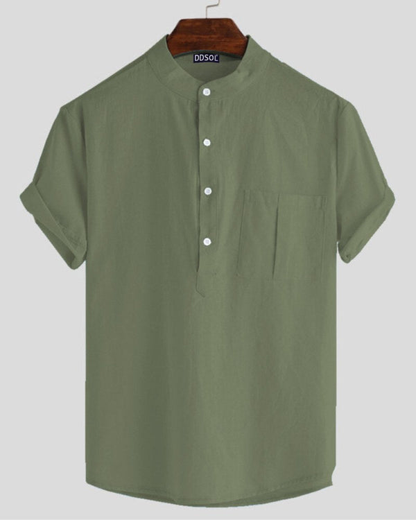 Sage Mist Mandarin Collar Shirt