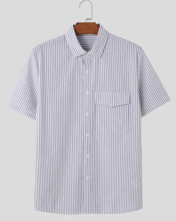 White Gray Stripes Shirt For Men